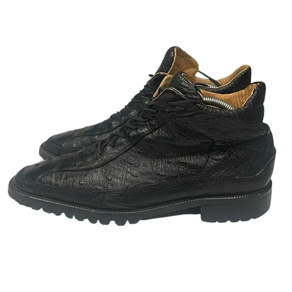 Belvedere Genuine Black Ostrich Casual Shoes Mens Size 10